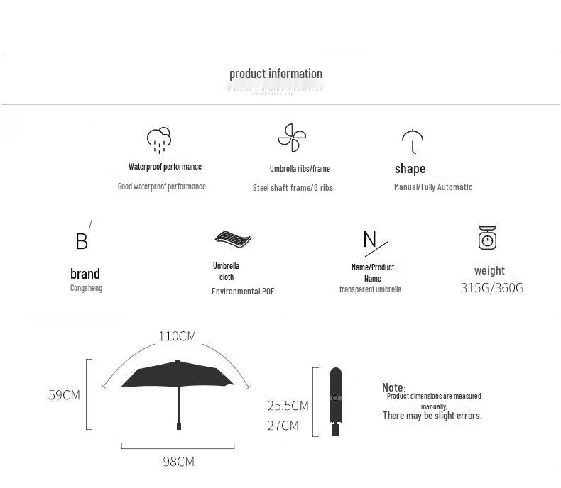 Paraguas Transparente Lindo de Dibujos Animados – Recomendado por Influencers, Ideal para Estudiantes y Sesiones de Fotos