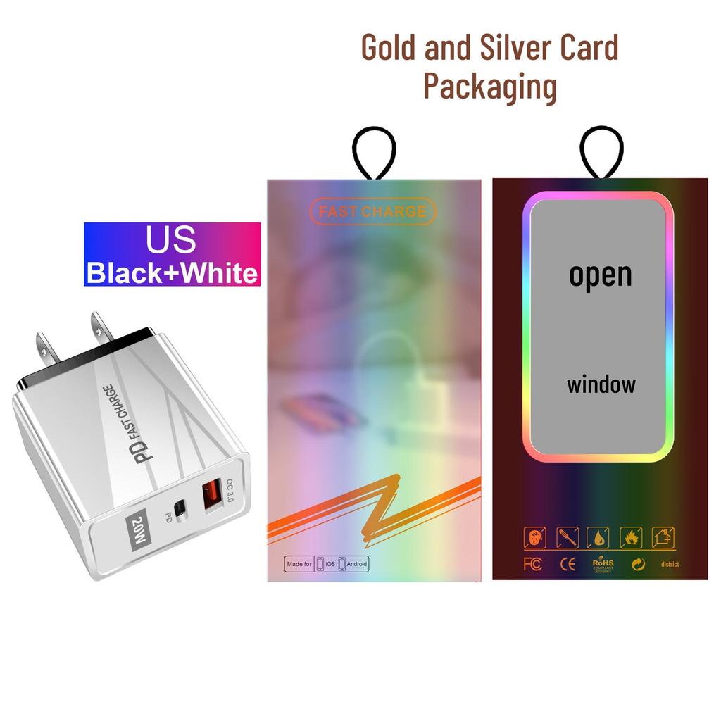 USB Travel Charger QC3.0+PD, 5V/9V/12V, EU/US Standard, Fast Charging