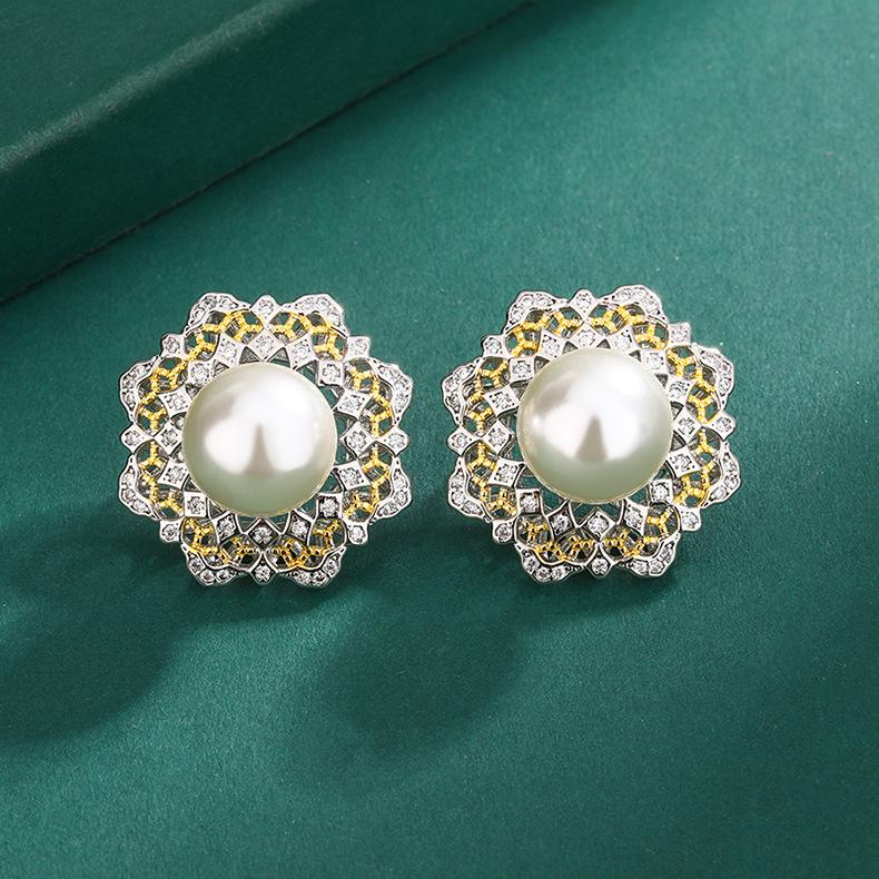 Jewelry Light Luxury Bead Earrings Imitation Natural Freshwater Pearl Copper Bottom Gold Plated Women s Fashion