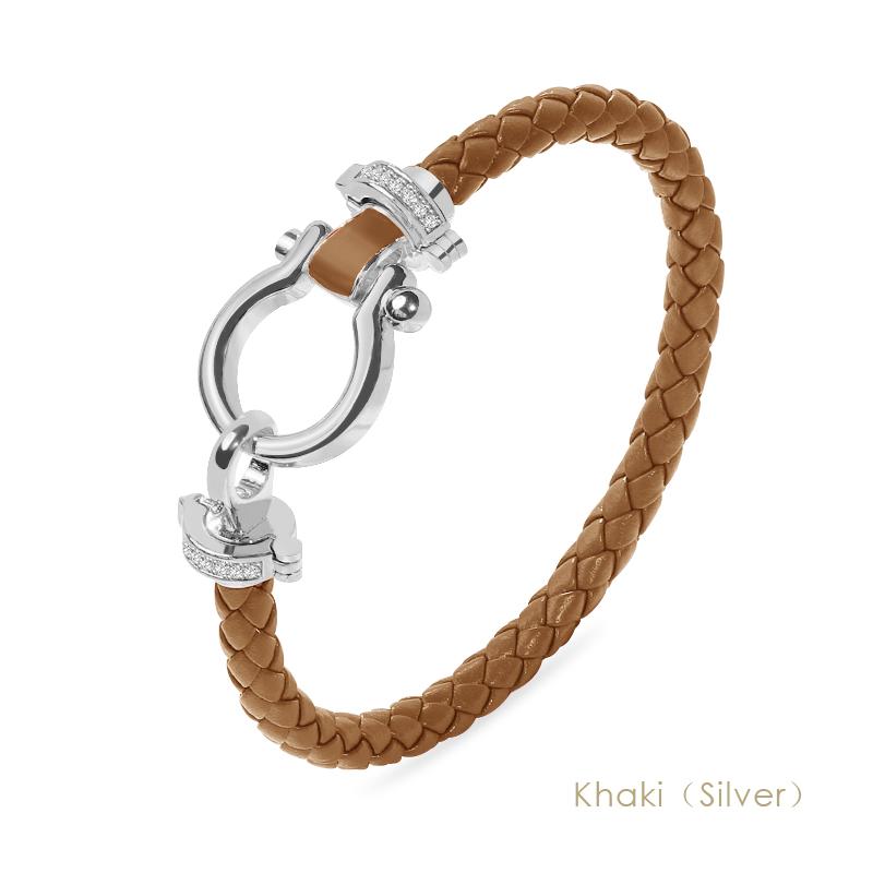 MOONLIGHT Women's Classic Horseshoe Shape Bracelet Genuine Braided Leather Bracelet Female Jewelry Present 11 Colors