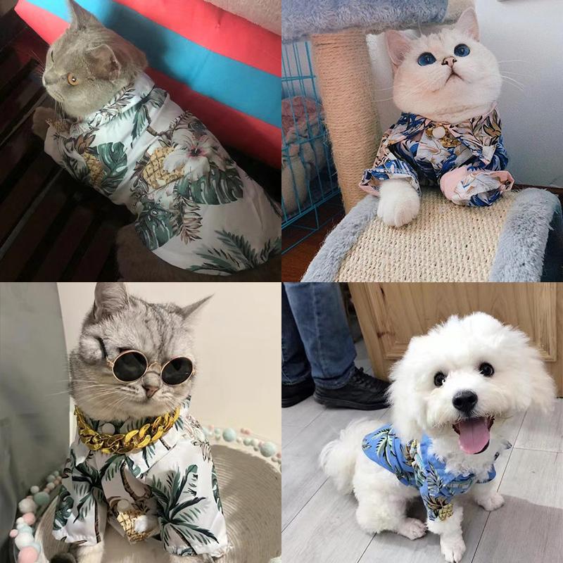 Kleines und mittelgroßes Hunde-Strand-Ananashemd Hawaiianisches Haustier Hund Katze Golden Retriever Frühling und Sommer Saison Kleidung