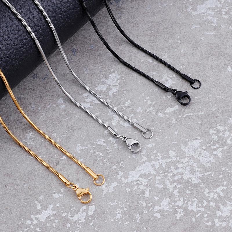 Stainless Steel Unisex Necklace - Titanium Steel DIY Chain with Round Snake Bone Design