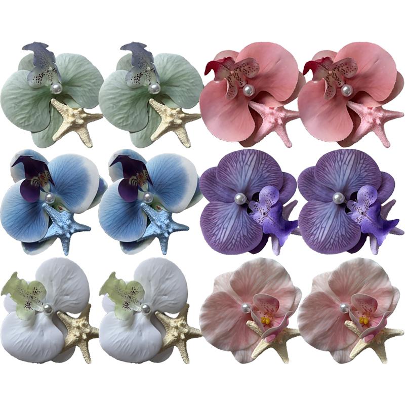 Romantic Phalaenopsis Starfish Hair Clips Female Korean Summer Beach Resort Duckbill Clip Hair Accessories