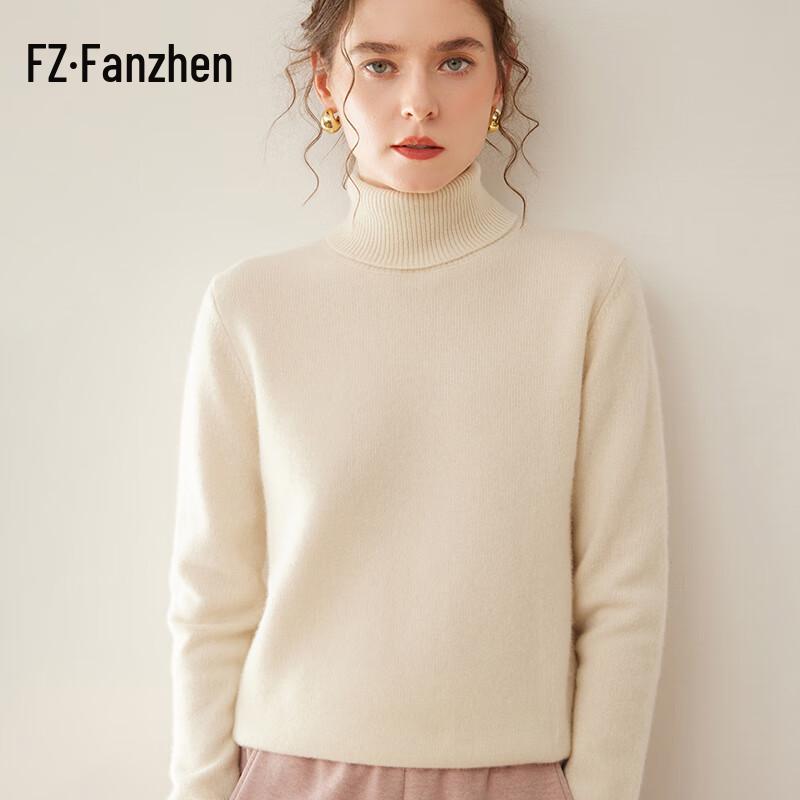 Fanzhen Women's High-Neck Thick Cashmere Blend Sweater