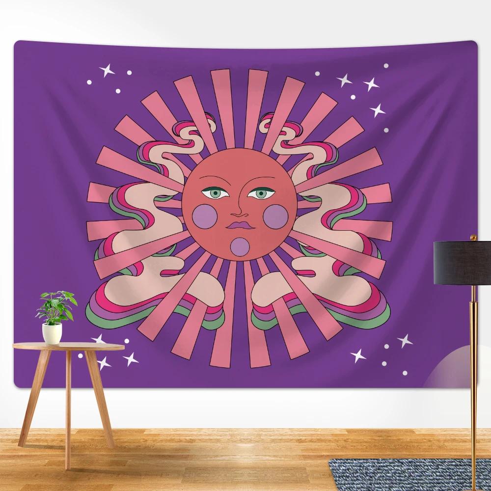 Wall Pendant Room  Background  Sun Butterfly Flower Tarot Card Psychedelic Scene Home Art Tapestry