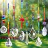 JULMELON 8 Pieces Colorful Crystals Suncatcher Hanging for Window, Rainbow Octogon Chakra Pendants Suncatchers with Crystals Beads Chain for Home
