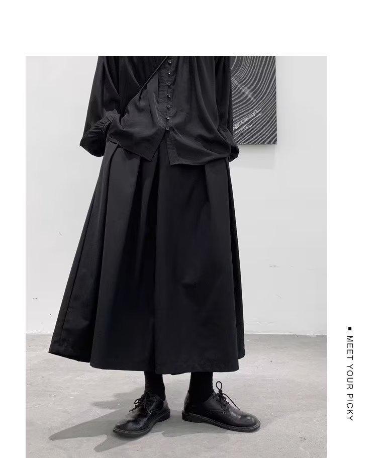 Yamamoto Damen High-Waist Culotte mit weitem Bein - Schlankmachend, lockere Passform.