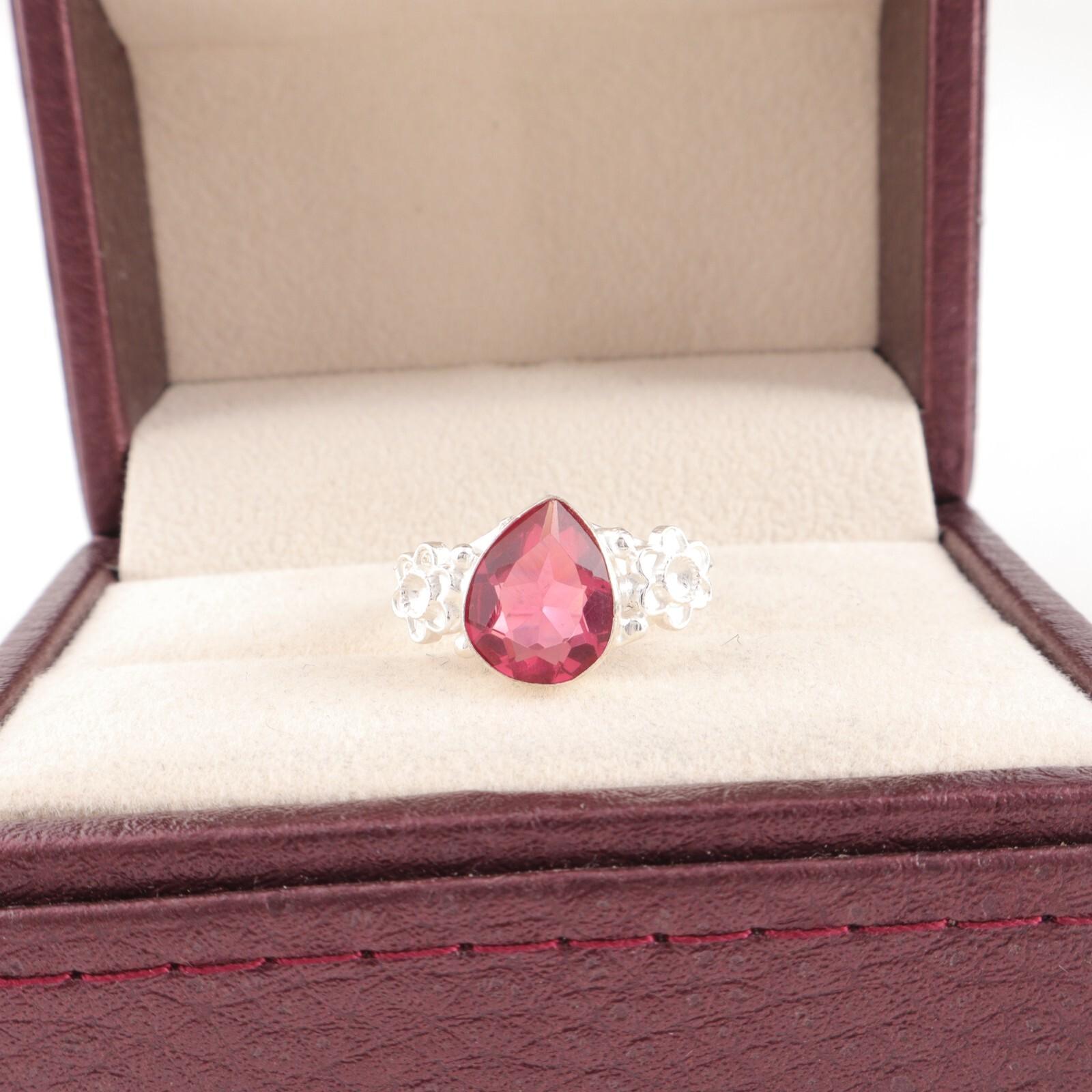 

Кольцо с розовым турмалином, серебро 925 пробы, ручная работа, ювелирное изделие с драгоценным камнем, женское кольцо RR-59-14 13