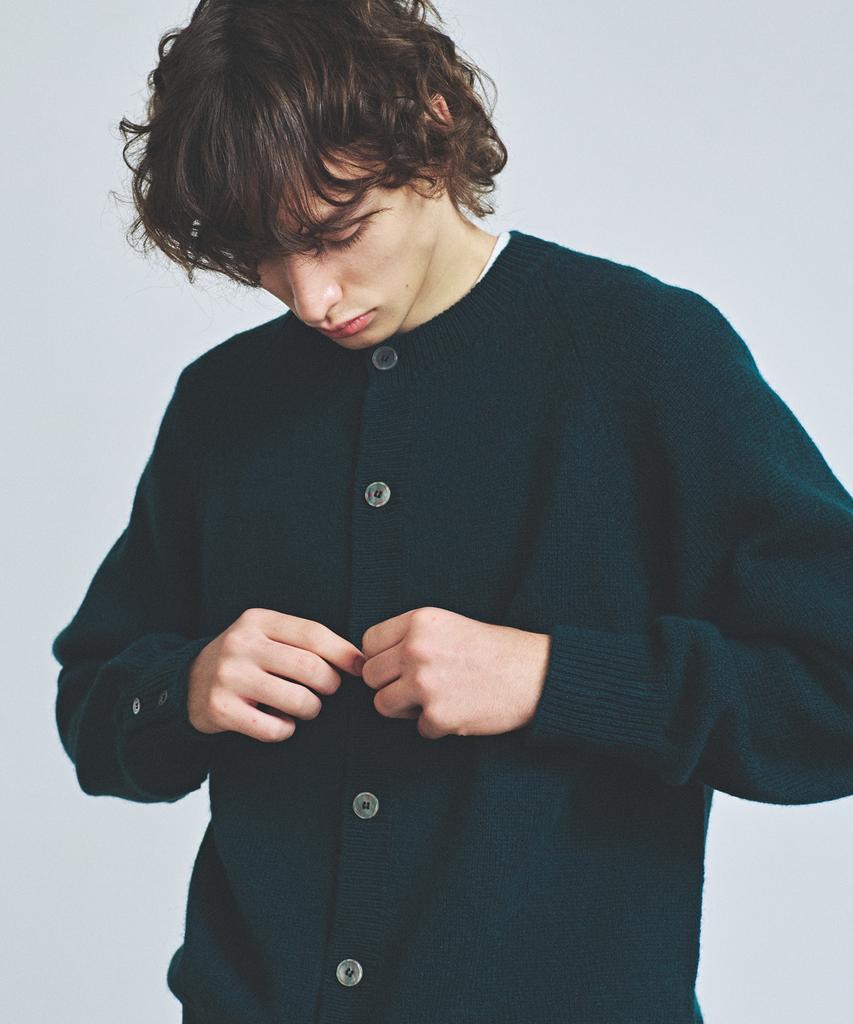 Knitted Shaggy Dog 100% Wool Round Cardigan Dark Green
