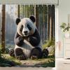 1 Pcs Bear, Panda, Cat, Animal Printed Shower Curtain Bathroom Partition Bathroom Curtain With Hooks Home Decorative Curtain