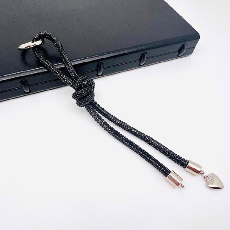 Diamonds Encrusted Heart Keychain Elegant Crystal Heart Phone Strap Keychain Charm Jewelry Gift for Trendy Ladies