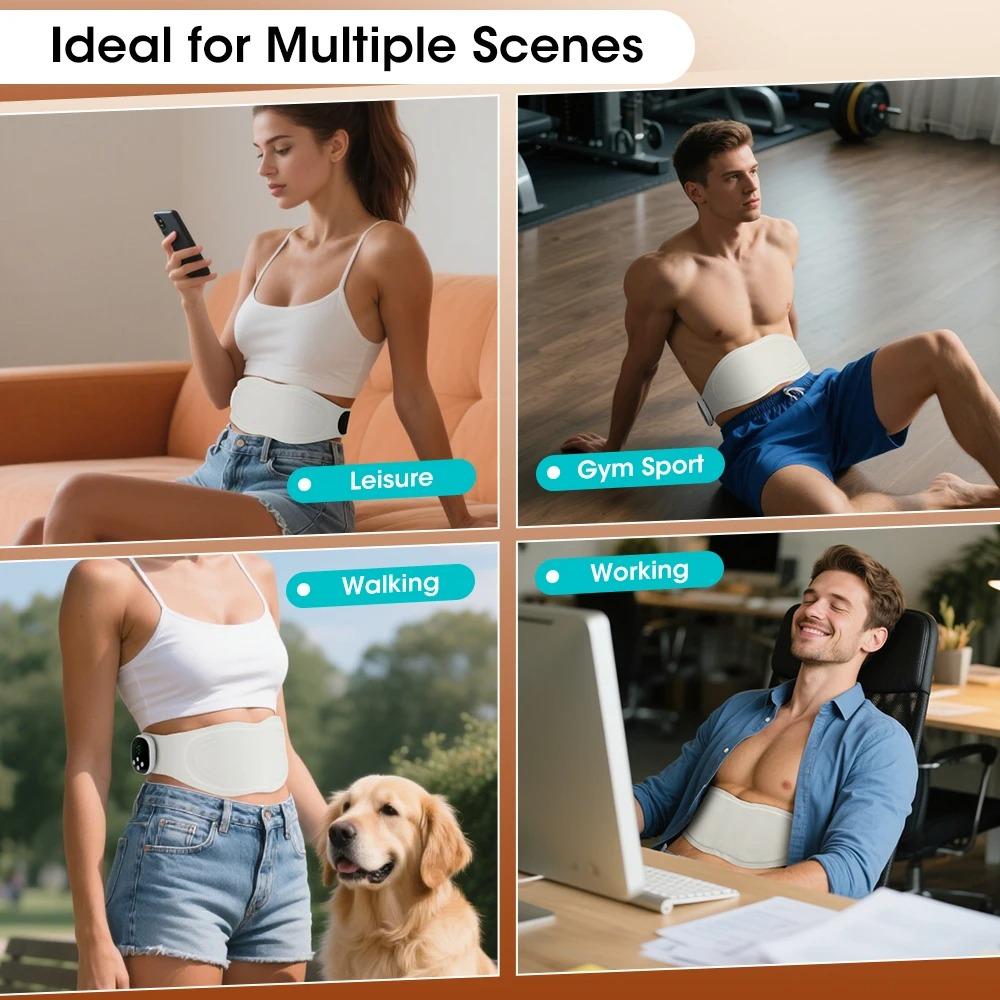 Electric Waist Massager Lower Back Toning Belt for Belly Exercise Vibration Hot Compress Massage Belt Muscle Relax USB Charge