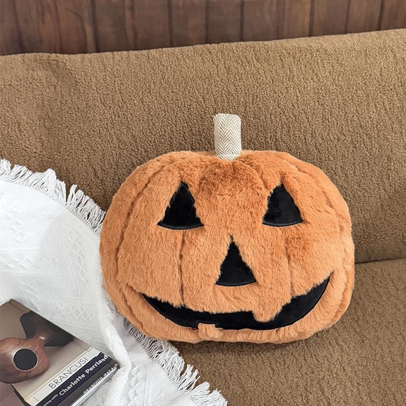 Pumpkin Halloween Cushion With Faux Bunny Fleece For Home Decor And Fall Festivities
