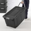 (2 Pack) Extra-Large Wheeled Industrial Storage Bin, 40 Gallon Durable Plastic Storage Tote with Latching Lid and Pull Handle, D