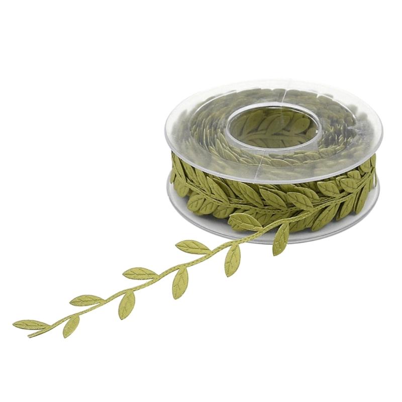 Leaves Ribbon Trim Spool Leaf Garland Decorations Wreaths Wrapping DIY Crafts зелёный