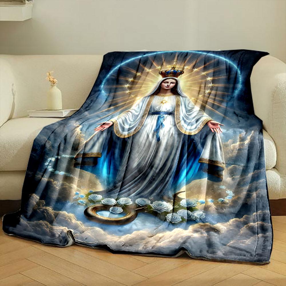 Our Lady of Grace Religious Throw Blanket Printed Blanket for Living Room Bed Couch lunch break Soft Cozy Blanket for Friend's festival Gift