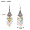Vintage Elegant Crystal Water Drop Dangle Earrings for Women Ethnic Temperament Long Geometric Handmade Earring Female Jewelry