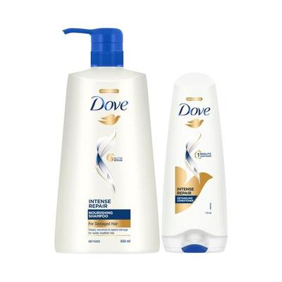 Dove Šampón na intenzívnu obnovu 650 ml | Obohatený o keratínové aktívne zložky na vyhladenie suchých a krepovitých vlasov - Hĺbkovo vyživuje poškodené vlasy