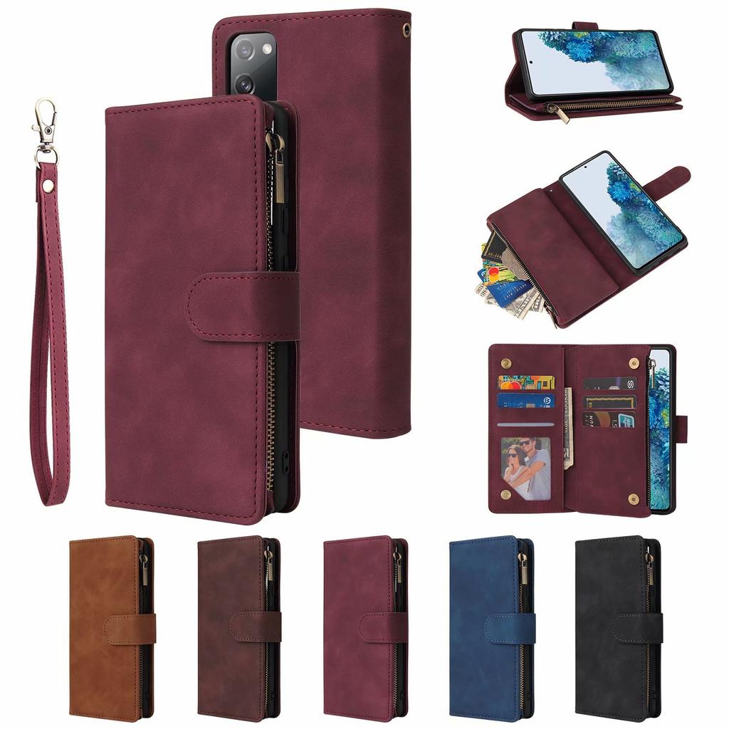 Suitable for Samsung S20 FE mobile phone leather case S20 retro matte multi-function zipper wallet insert card protective case