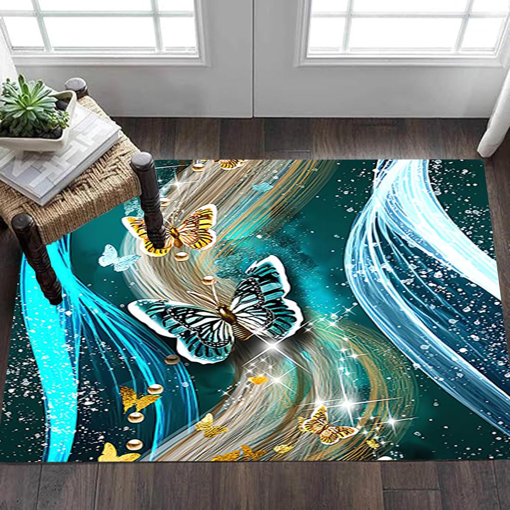 Butterfly Garden Wall Mural Decoration,Carpet,Living Room,Bedroom, Non-slip,Square rug