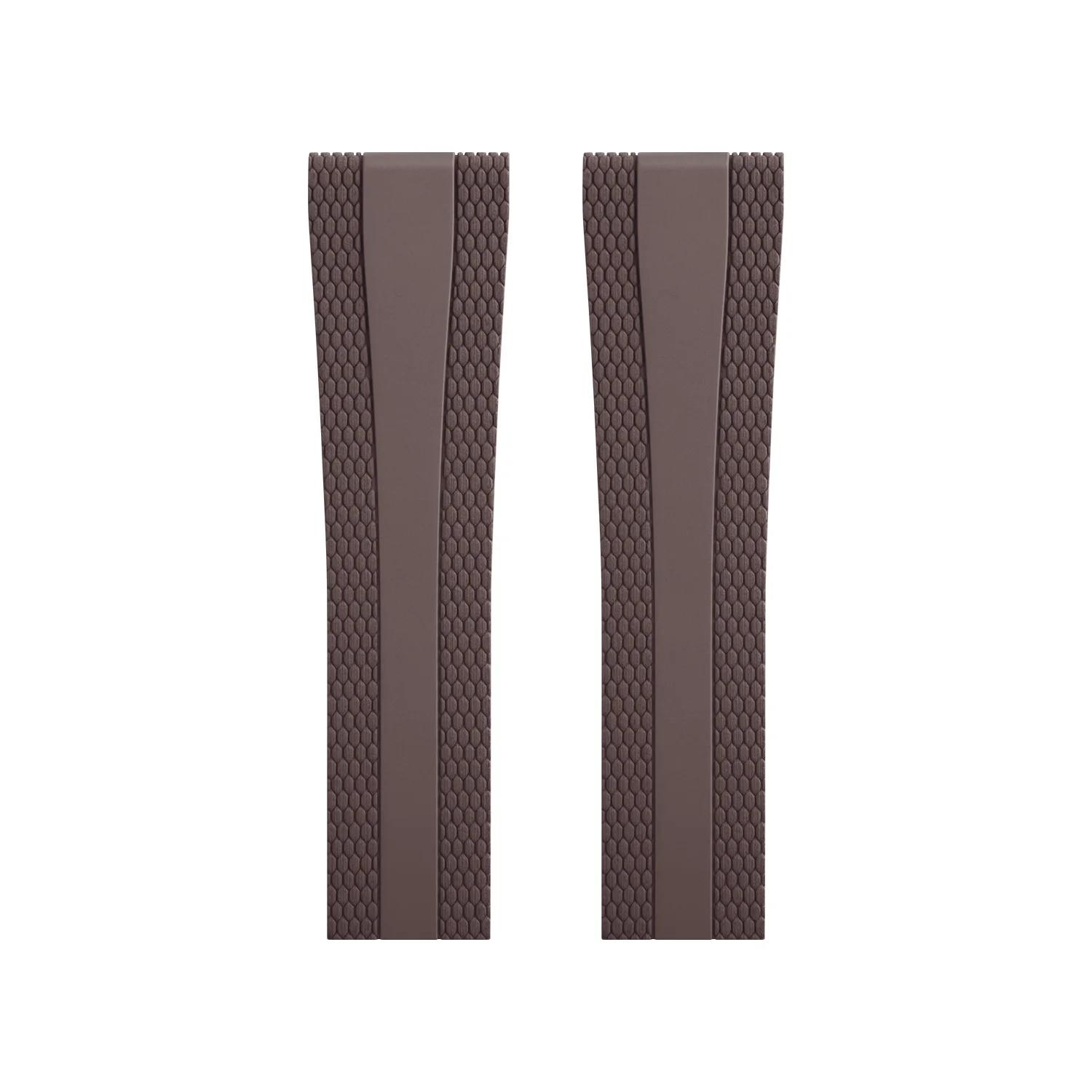 

Woven Pattern Flat End Diving Fluororubber FKM Watch Band 21mm 22mm 23mm 24mm Waterproof For Tudor Huawei Sekio Hamilton Strap 24-20mm No Mark&Without Buckle коричневий