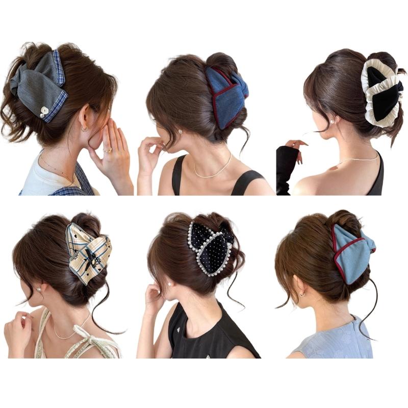 Large Fabric Bowknot Hair Clip For Women Everyday Hair Styling Comfortable Ponytail Holder for Formal Event Casual Wear