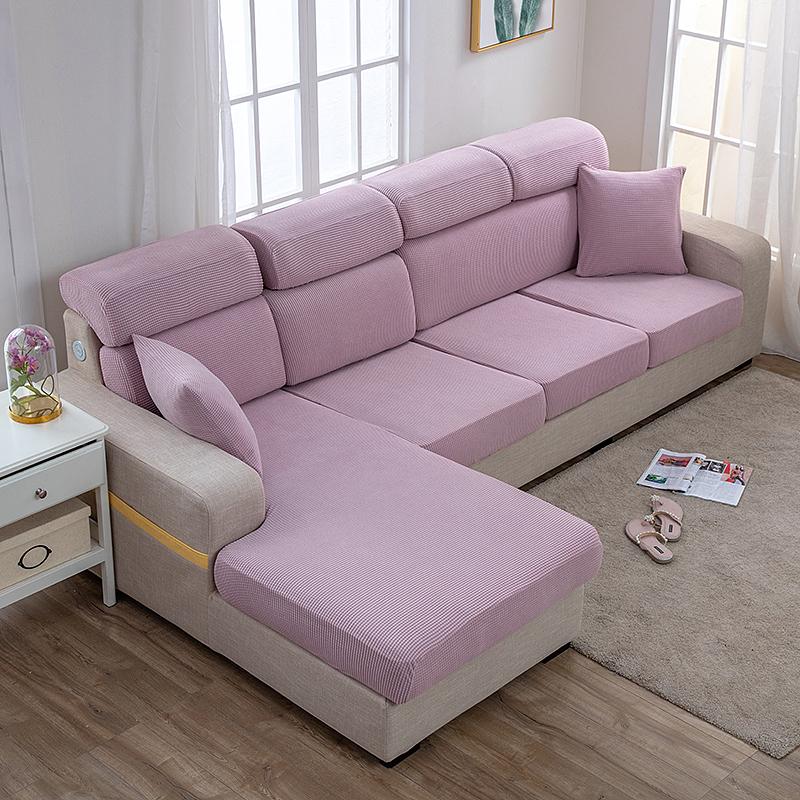 

1Pc Solid Color Jacquard Sofa Seat Cushion Cover Polar Fleece Elastic Sofa Cover For Living Room Chair Cover Furniture Protector 1PC Size 10 темно-розовый