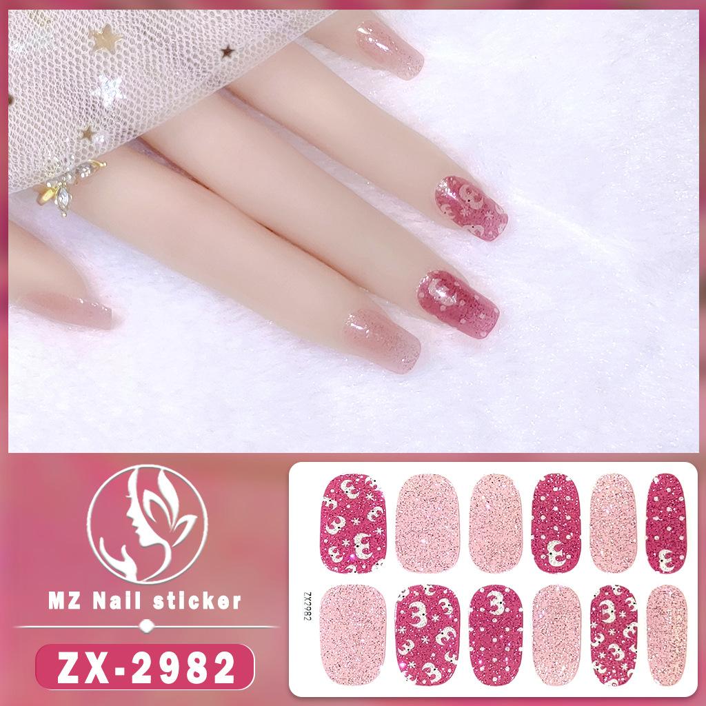 12-finger White No-Bake Nail Decal Fully Coated with Waterproof Long-lasting Nail Patch Simple Wind Nail Polish Adhesive