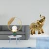 Crystal Ball Elephant Sculpture Metal Resin Figurine Desk Indoor Ornament Statue Stand Decorative