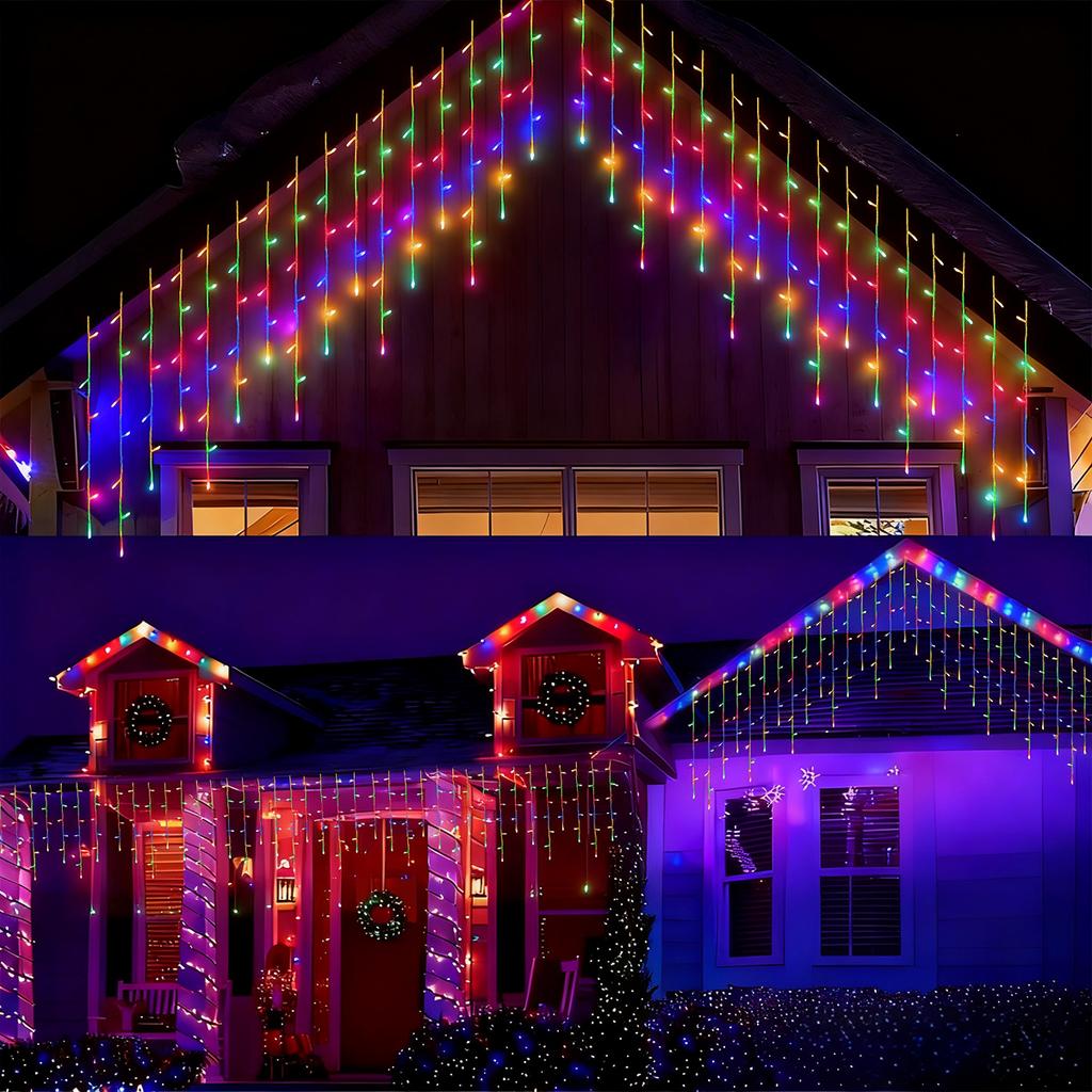 1PC 96 LED Icicle String Lights with USB Powered 8 Modes Outdoor Indoor Hanging Lights Suitable For Bedroom Garden Wedding Decor