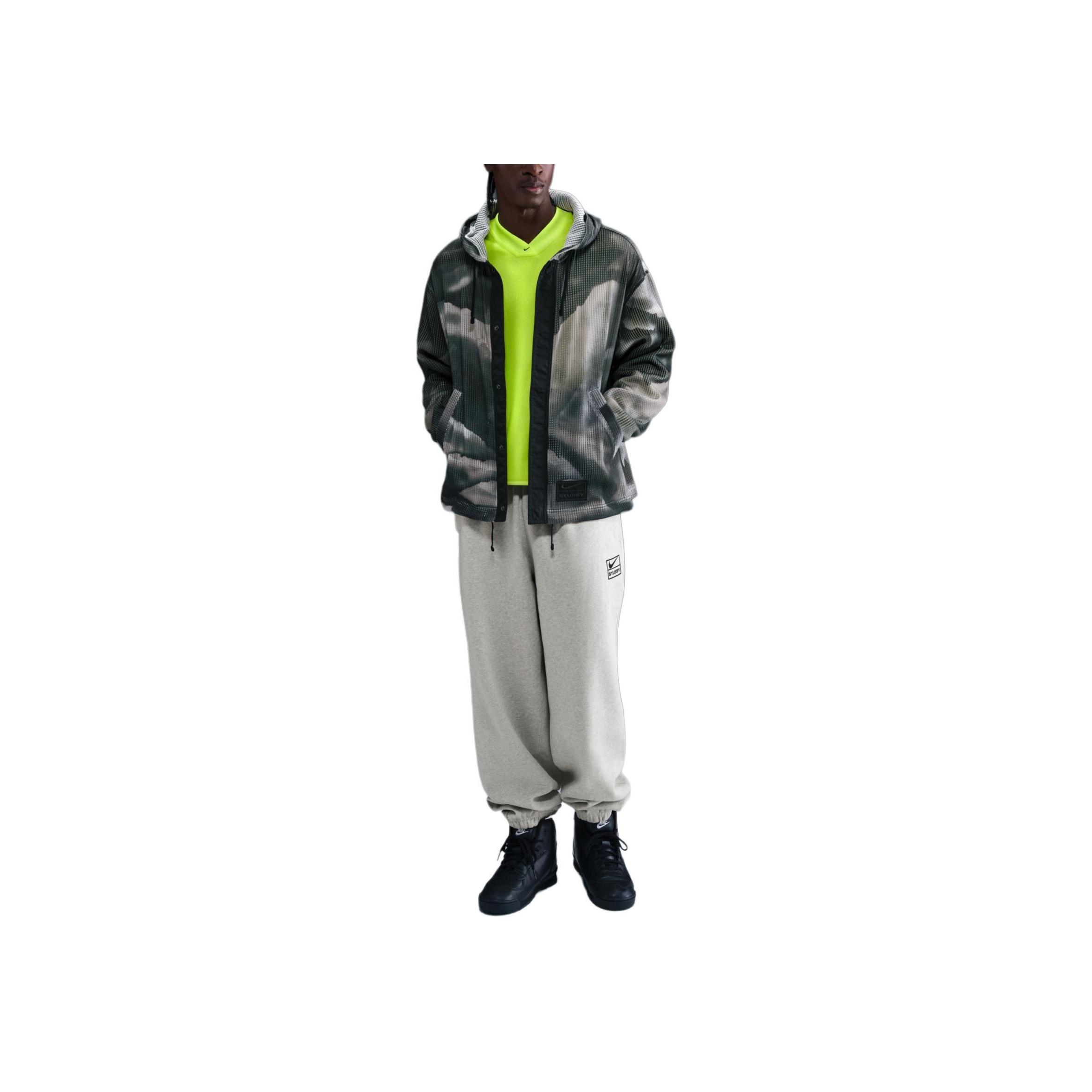 Giacca a maniche lunghe con cappuccio e bottoni a pressione Nike X Stussy Ghillie Giubbotti Unisex HQ8538-900 cm gray
