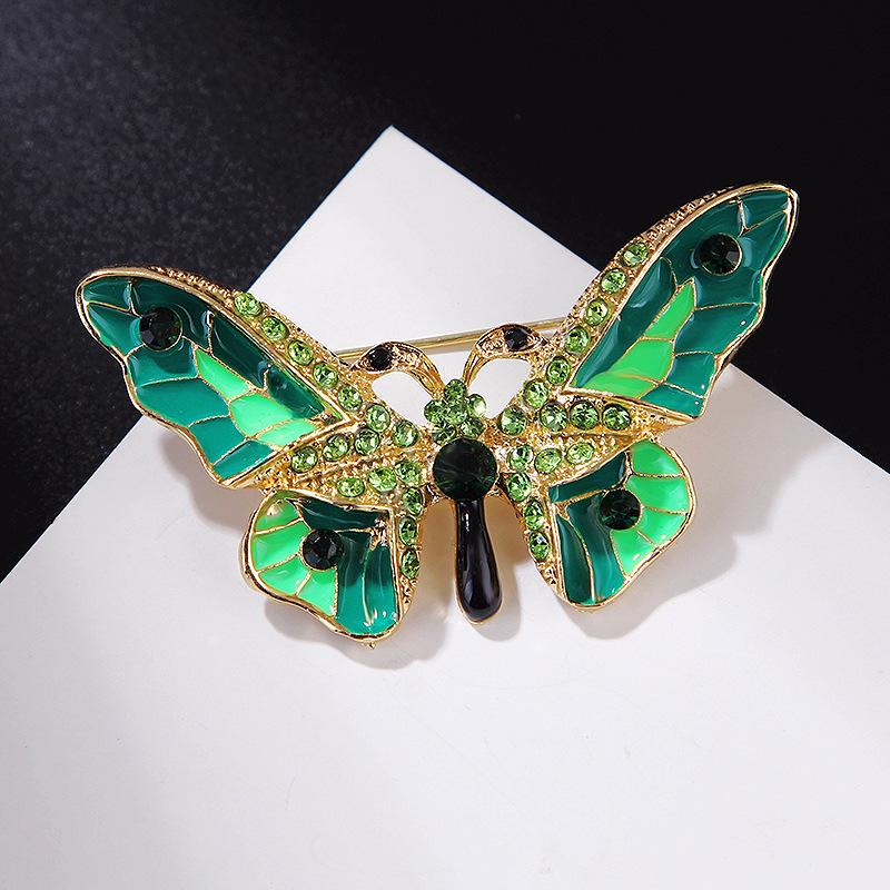Broche Papillon Strass Émail Peint Alliage Épinglette pour Accessoires Vêtements Femme