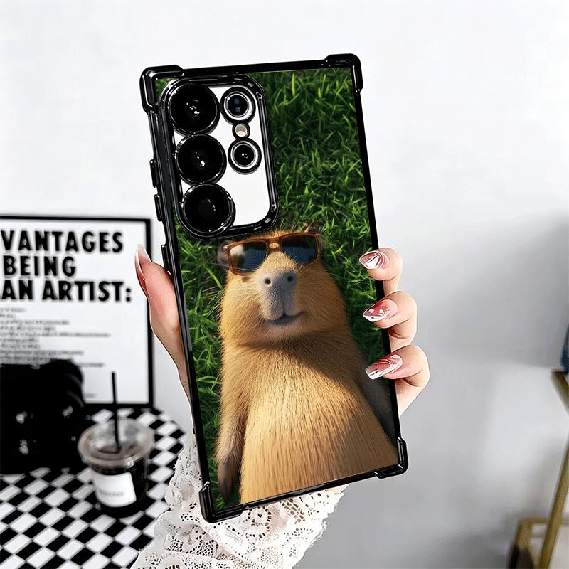 Animal Capybara Cute Plating Phone Case For Samsung Galaxy S24 S25 FE S26 Edge S23 Ultra S22 S21 Plus S20 Anti-Fall Airabag Cove