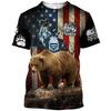 Outdoor Hunting 3D Printed T Shirt For Men Animal  Bear Graphic T-Shirt Casual Streetwear Ropa Hombre Oversized O-Neck Tee Tops