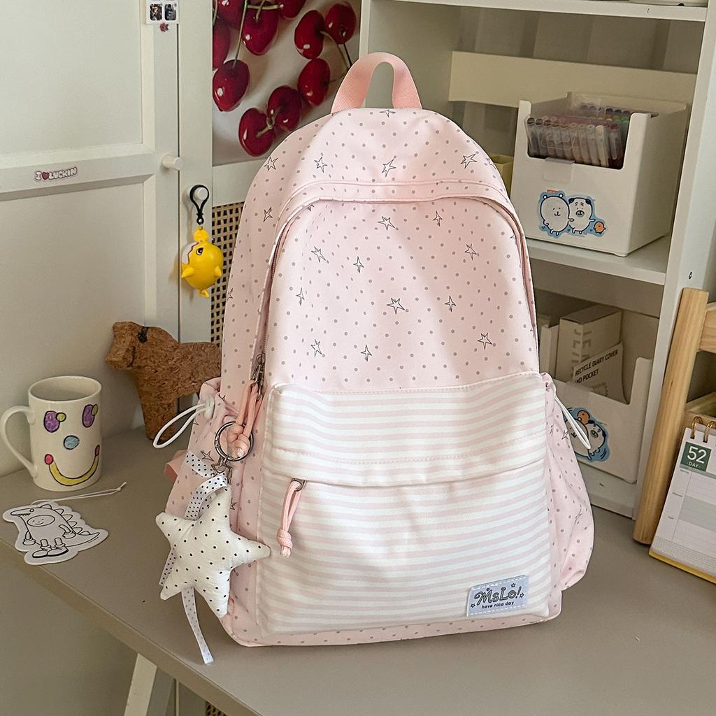 Schoolbag Cute Plaid Polka Dot School Bag Schoolgirl Junior High School Small Fresh Backpack Lace Sweet Girl Lightweight Backpack
