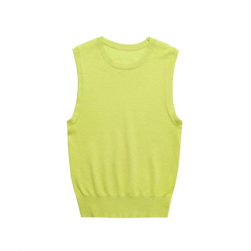 Fashion Style New Fashion Women's Fashion Clothing Basic round Neck Sleeveless Stripes Knitting Tops 8851018 105