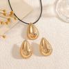 Personalized Fashion Metal Water Drop Earrings Necklace Jewelry Set Serrated Edge Design Exaggerated Two Pieces of Jewelry