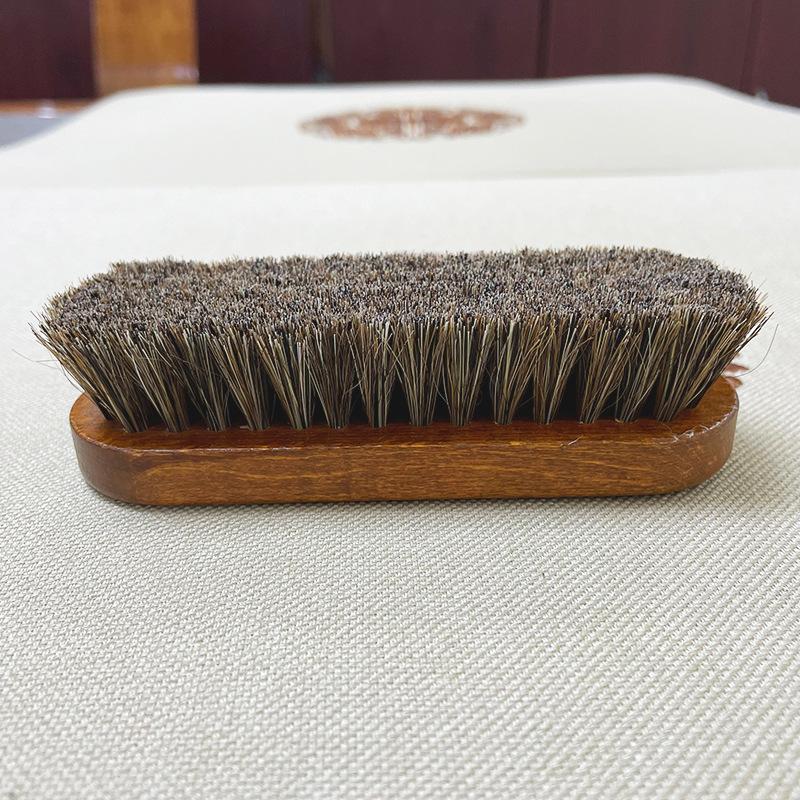 Horsehair Leather Textile Cleaning Brush for Car Interior Furniture Apparel Bag Shine Polishing Brush Auto Home Wash Accessories