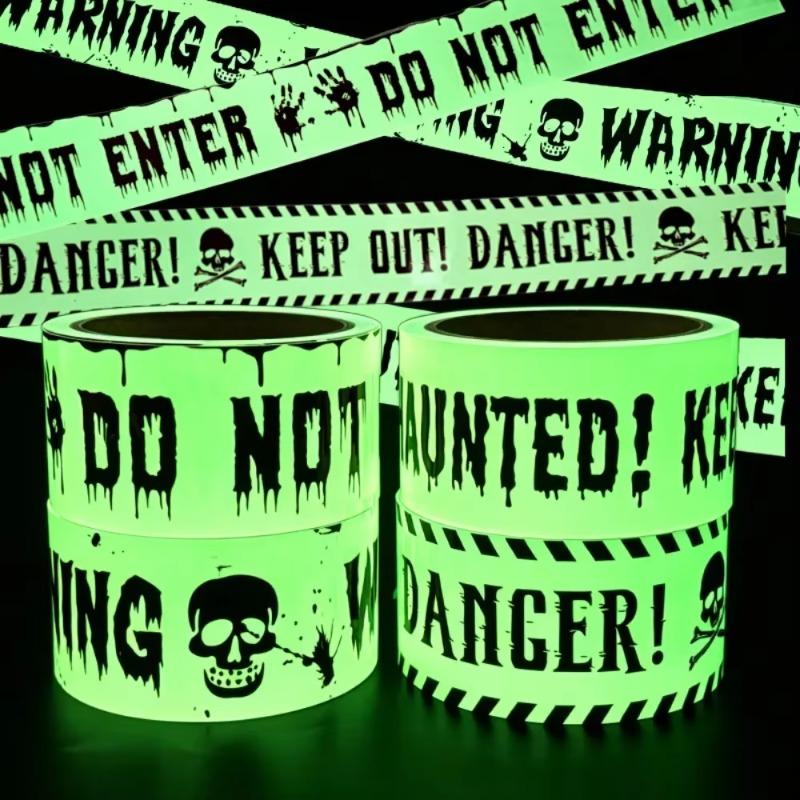 Halloween Luminous Warning Tape 3M Glow in Dark Party DIY Decoration for Haunted House Garden Yard Indoor Outdoor Stage Use