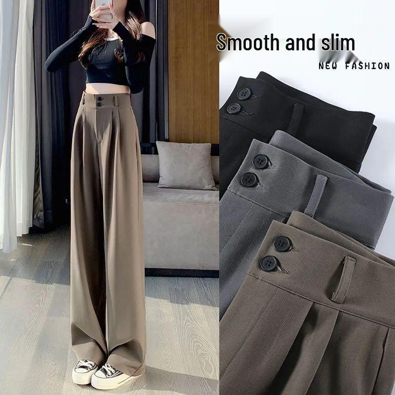 

Women s High-Waisted Slimming Wide-Leg Pants - New Spring & Autumn 2025 2X Large чорний