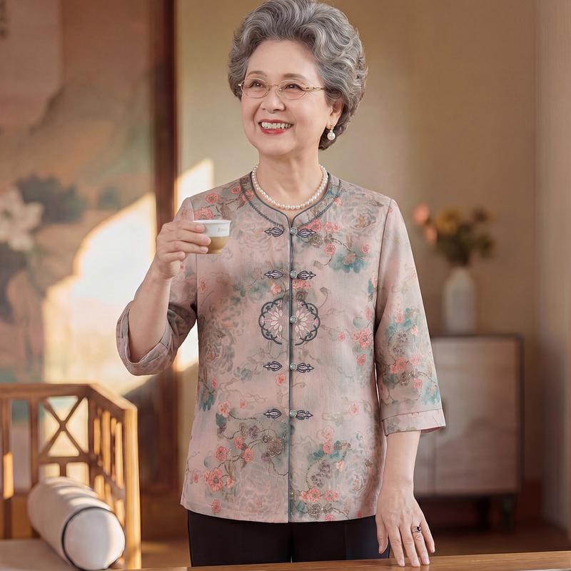 Yu Zhaolin Women s New Chinese Style Embroidered Half-Sleeve Shirt 3XL