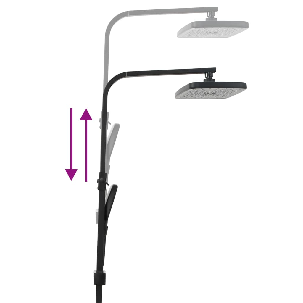 Double Head Shower Set with Mixer Tap Hose Black Brass