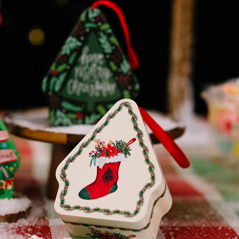 1PC Christmas New Cartoon Christmas Season Decorations Polygonal Tinplate Box