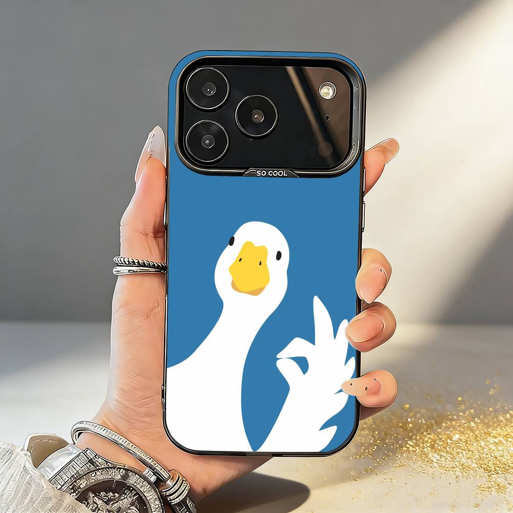 

Забавный D-Утенок D-Ежедневный Чехол для Телефона Для iPhone17,16,15,14,13,12,11,Pro,MAX Белый Матовый Ударопрочный Чехол iPhone13PROMAX