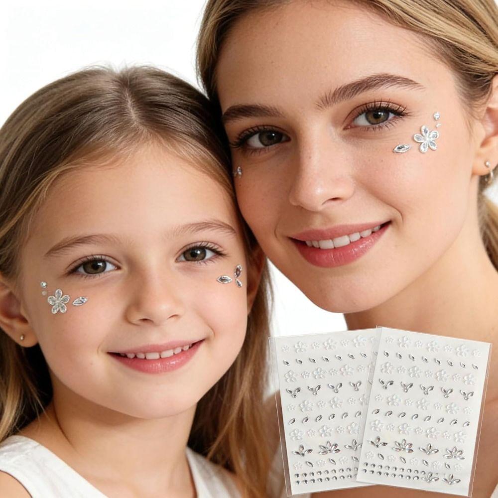 Self-Adhesive Rhinestones Face Gems Sticker Flower Makeup Decoration  for women and girls