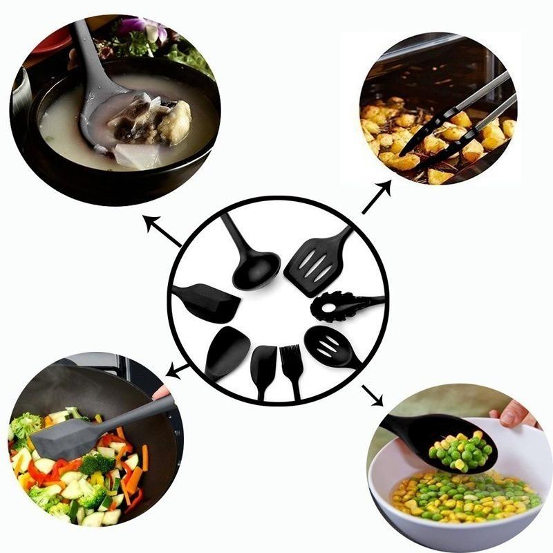 10-piece Color Boxed Silicone Kitchenware  Non-stick Cookware Set Kitchen Tools Baking Utensils Cooking Tools Set