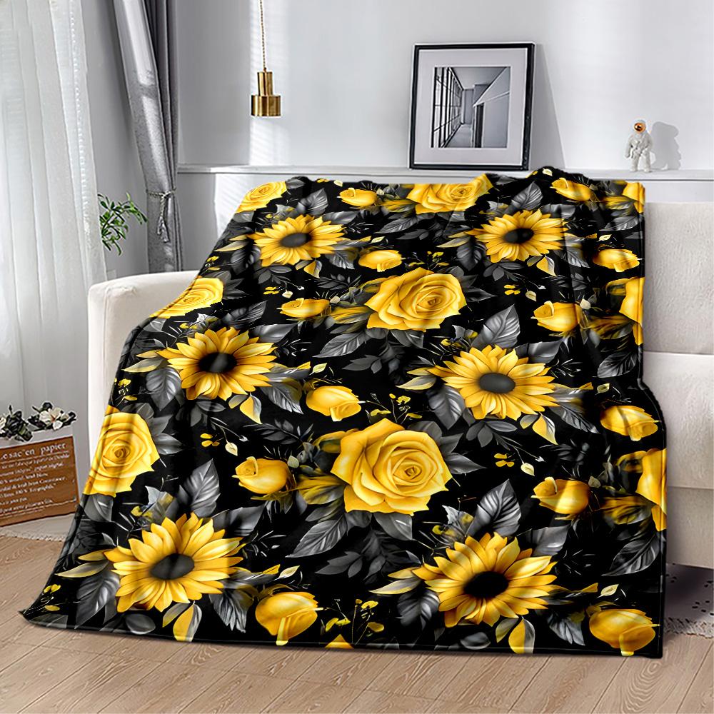1pc Sunflower Field Bloom blanket Soft and Warm for Sofa Office Camping Travel Livingroom Great Gift for Friends and Family Comfortable All Seasons