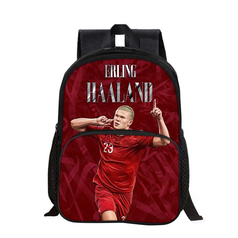 Zaino con Tasca Frontale Haaland Studenti Bambini Stella del Calcio Borsa da Scuola Calcio Sportivo Zaino da Viaggio Grande Capacità