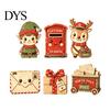 Wooden Tiered Tray Decor 6Pcs Christmas Tabletop Signs, Xmas Sign Decor, Santa Winter Holiday Home Accents Snowman Reindeer Gingerbread House