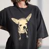Maglietta Chihuahua Fumatore, Maglietta Divertente con Meme di Cane, Grafica Vintage Y2K Grunge di Cane, Chihuahua Punk Tagliente, Maglietta Comfort Colors Regalo per Amante dei Cani